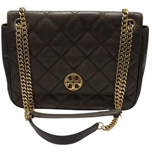 TORY BURCH Willa quilted shoulder bag volcanic stone
